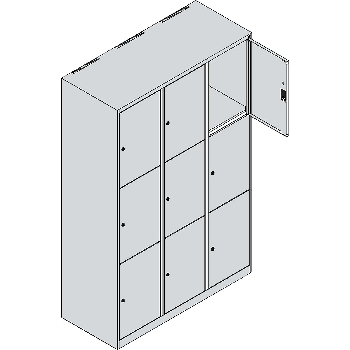 Dulap cu 3 compartimente cu încuietoare Classic PLUS – C+P (Imagine produs 2)-1