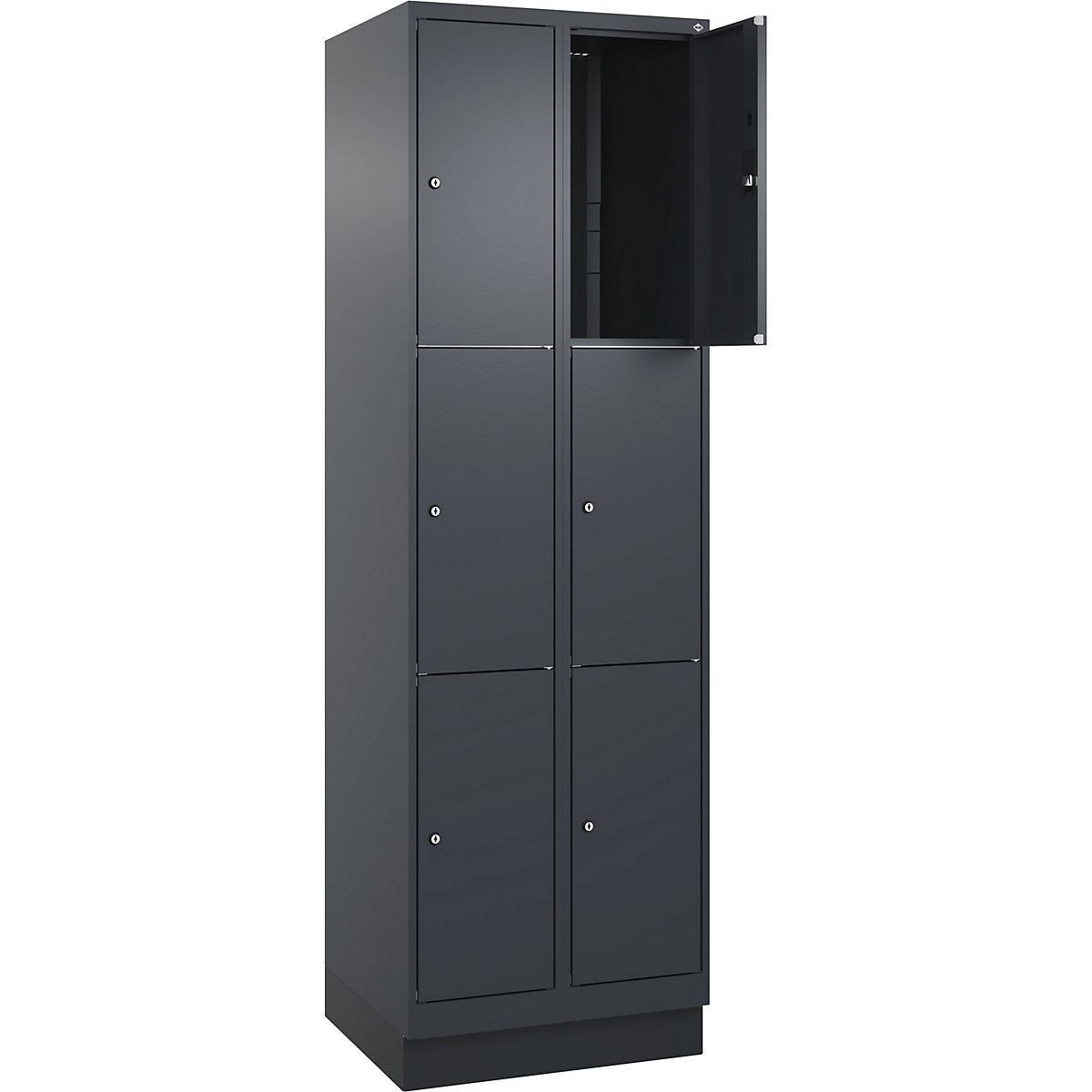 Dulap cu 3 compartimente cu încuietoare Classic PLUS – C+P, 2 module, gri, lăț. 600 mm, 6 compartimente, cu soclu-0