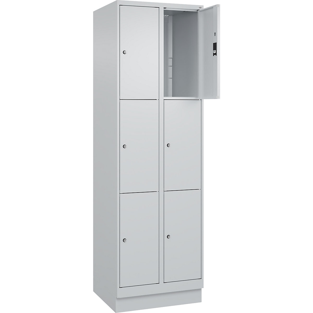 Dulap cu 3 compartimente cu încuietoare Classic PLUS – C+P, 2 module, gri deschis, lăț. 600 mm, 6 compartimente, cu soclu-0