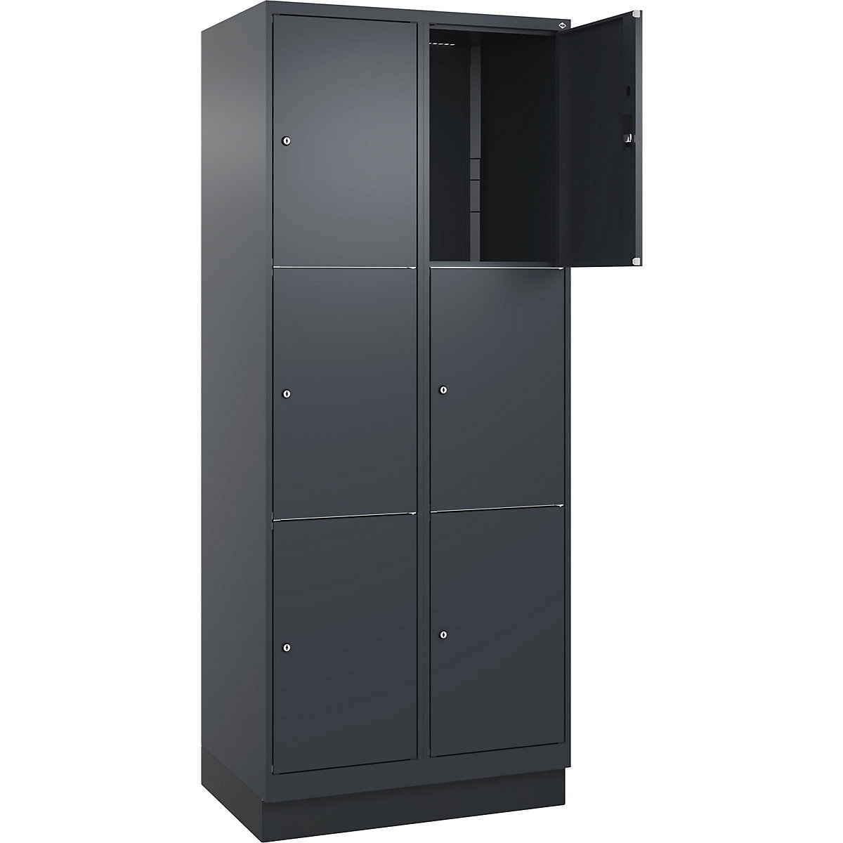 Dulap cu 3 compartimente cu încuietoare Classic PLUS – C+P, 2 module, gri, lăț. 800 mm, 6 compartimente, cu soclu-0