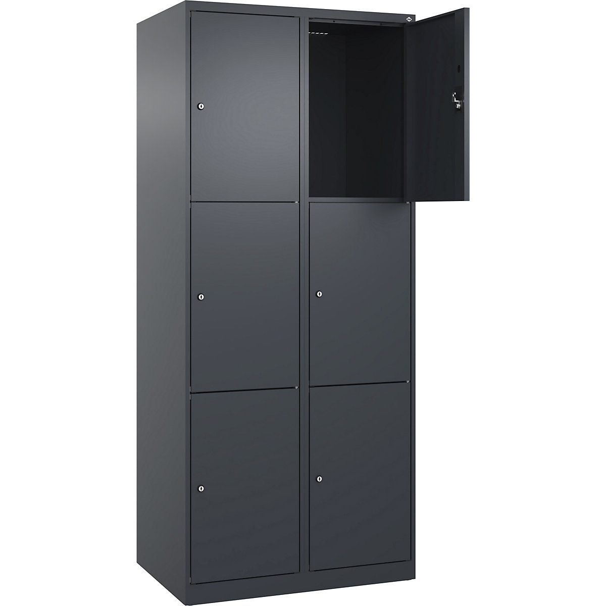 Dulap cu 3 compartimente cu încuietoare Evolo PLUS, 2 module, gri, lăț. 800 mm, 6 compartimente, cu glisoare pentru podea, încuietoare cilindrică-0