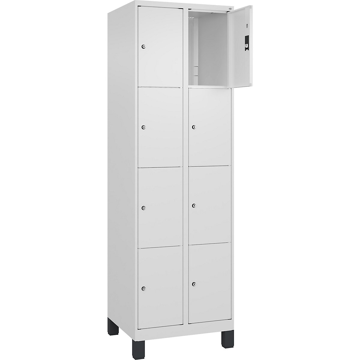 Dulap cu 4 compartimente cu încuietoare Classic PLUS – C+P, 2 module, alb trafic, lăț. 600 mm, 8 compartimente, cu picioare-0