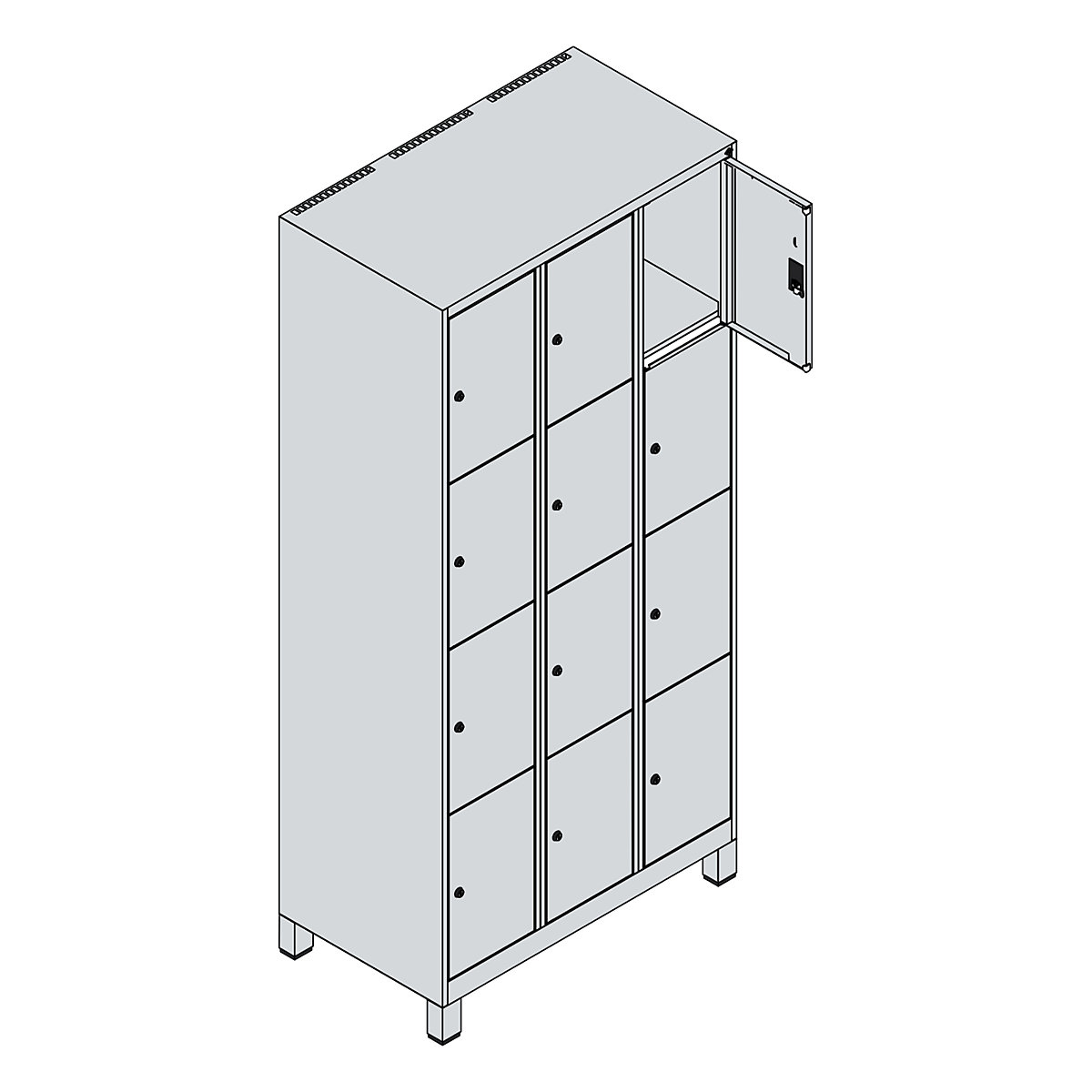 Dulap cu 4 compartimente cu încuietoare Classic PLUS – C+P (Imagine produs 2)-1