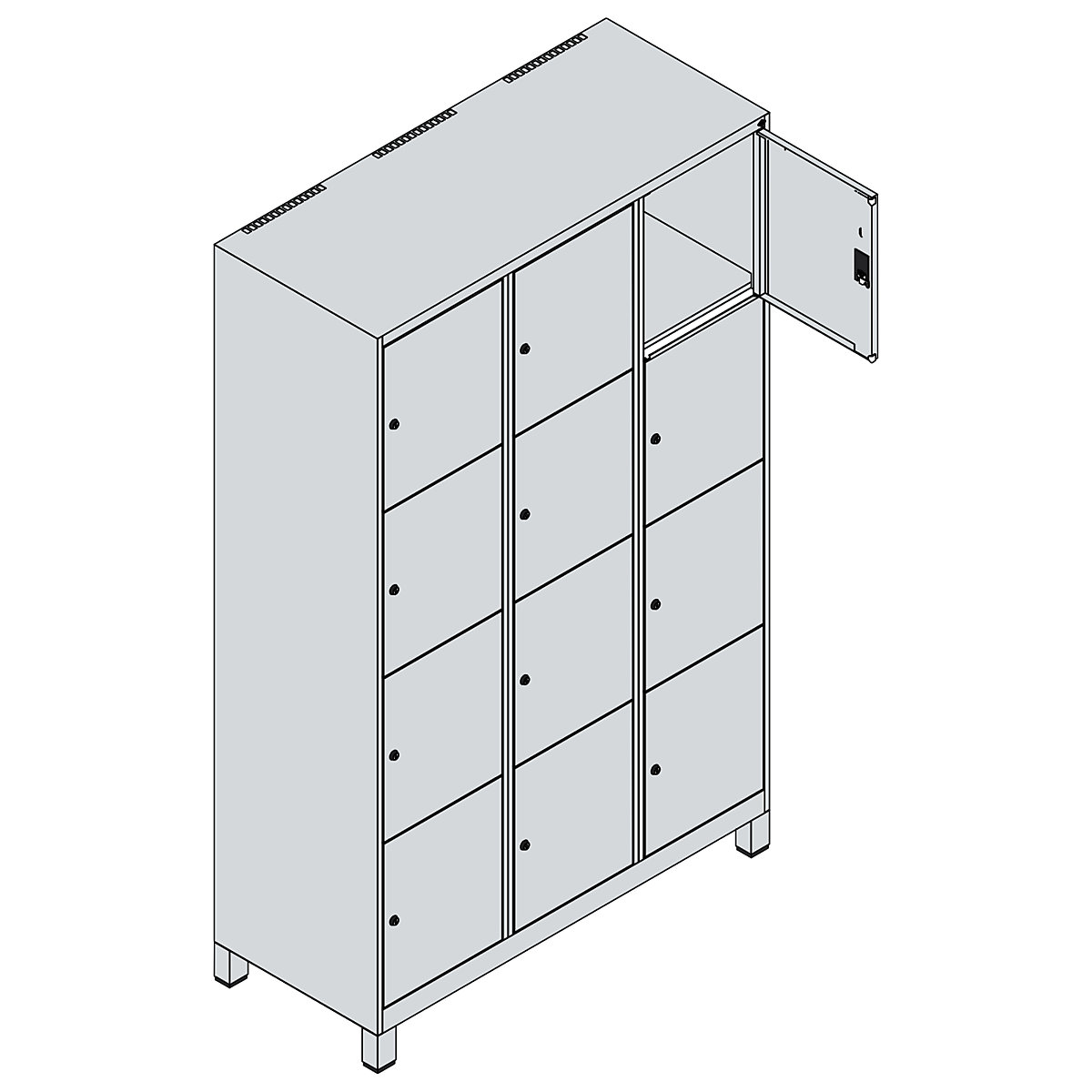 Dulap cu 4 compartimente cu încuietoare Classic PLUS – C+P (Imagine produs 3)-2