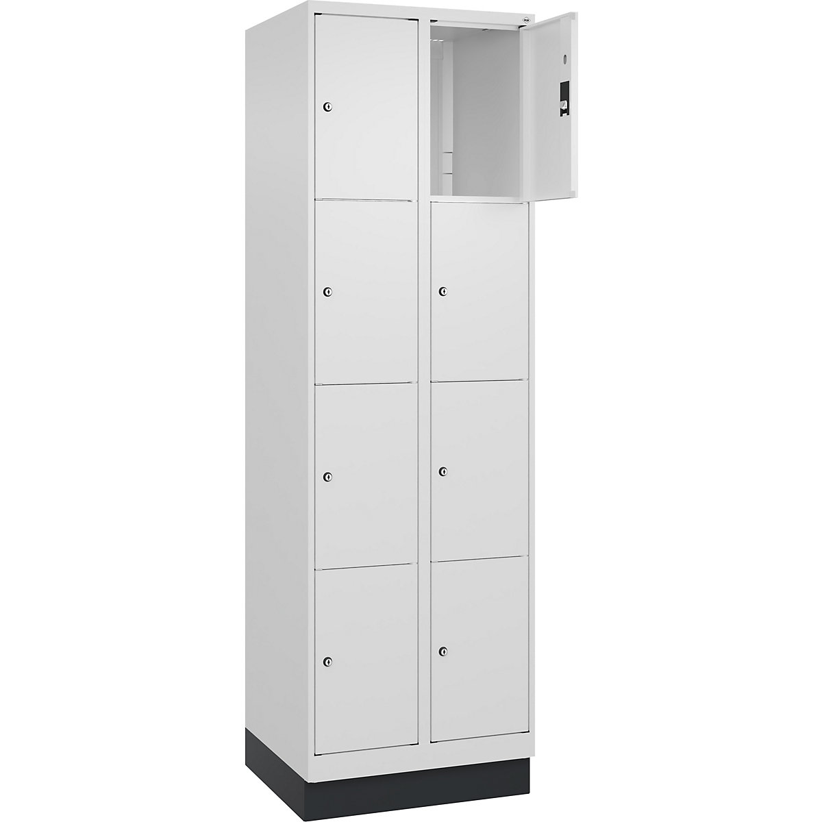 Dulap cu 4 compartimente cu încuietoare Classic PLUS – C+P, 2 module, alb trafic, lăț. 600 mm, 8 compartimente, cu soclu-0