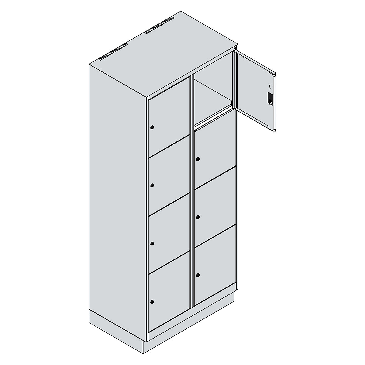 Dulap cu 4 compartimente cu încuietoare Classic PLUS – C+P (Imagine produs 4)-3
