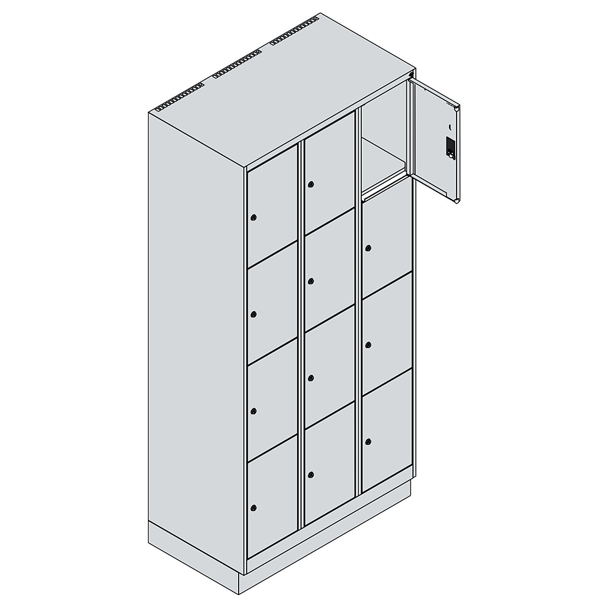 Dulap cu 4 compartimente cu încuietoare Classic PLUS – C+P (Imagine produs 2)-1