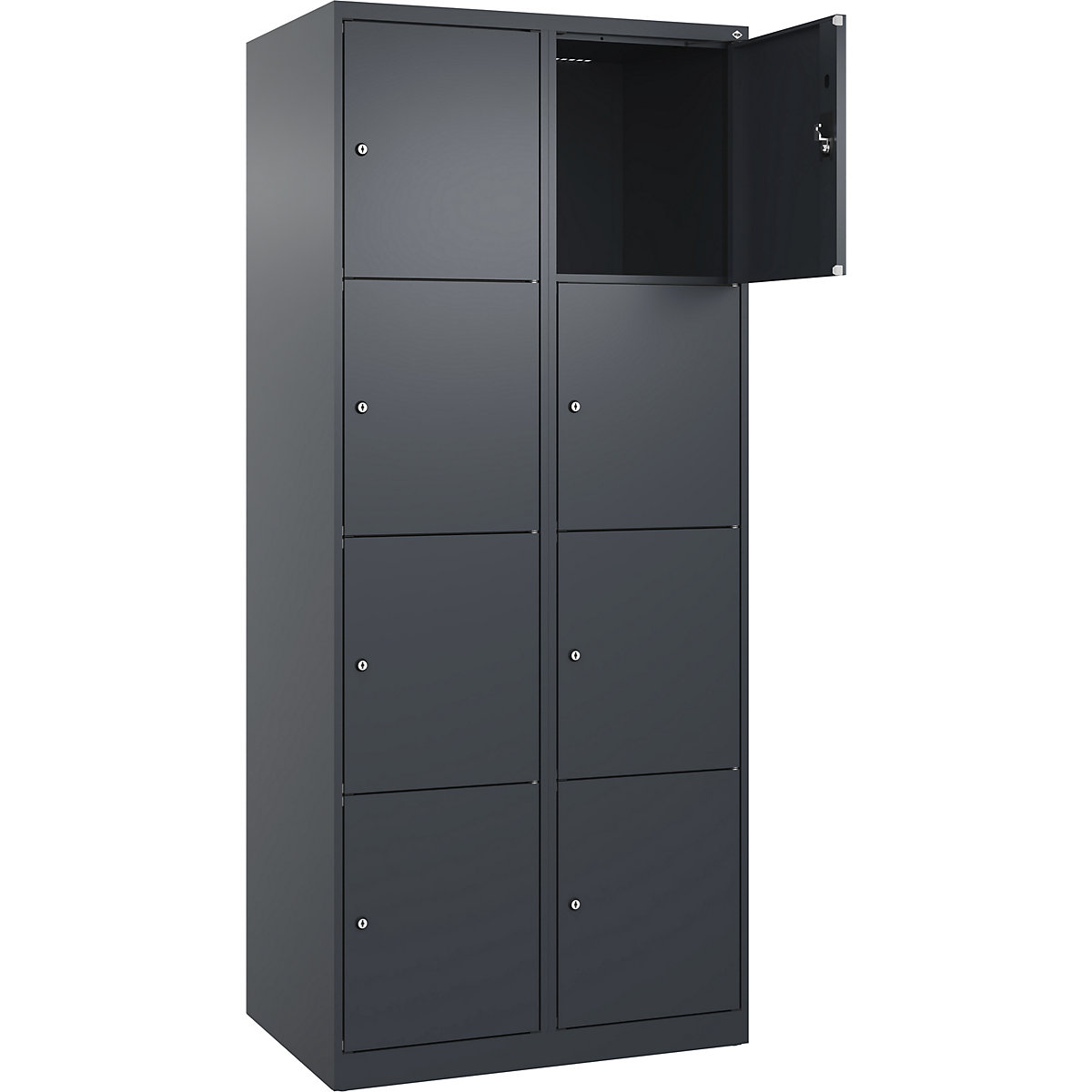 Dulap cu 4 compartimente cu încuietoare Evolo PLUS, 2 module, gri, lăț. 800 mm, 8 compartimente, cu glisoare pentru podea, încuietoare cilindrică-0