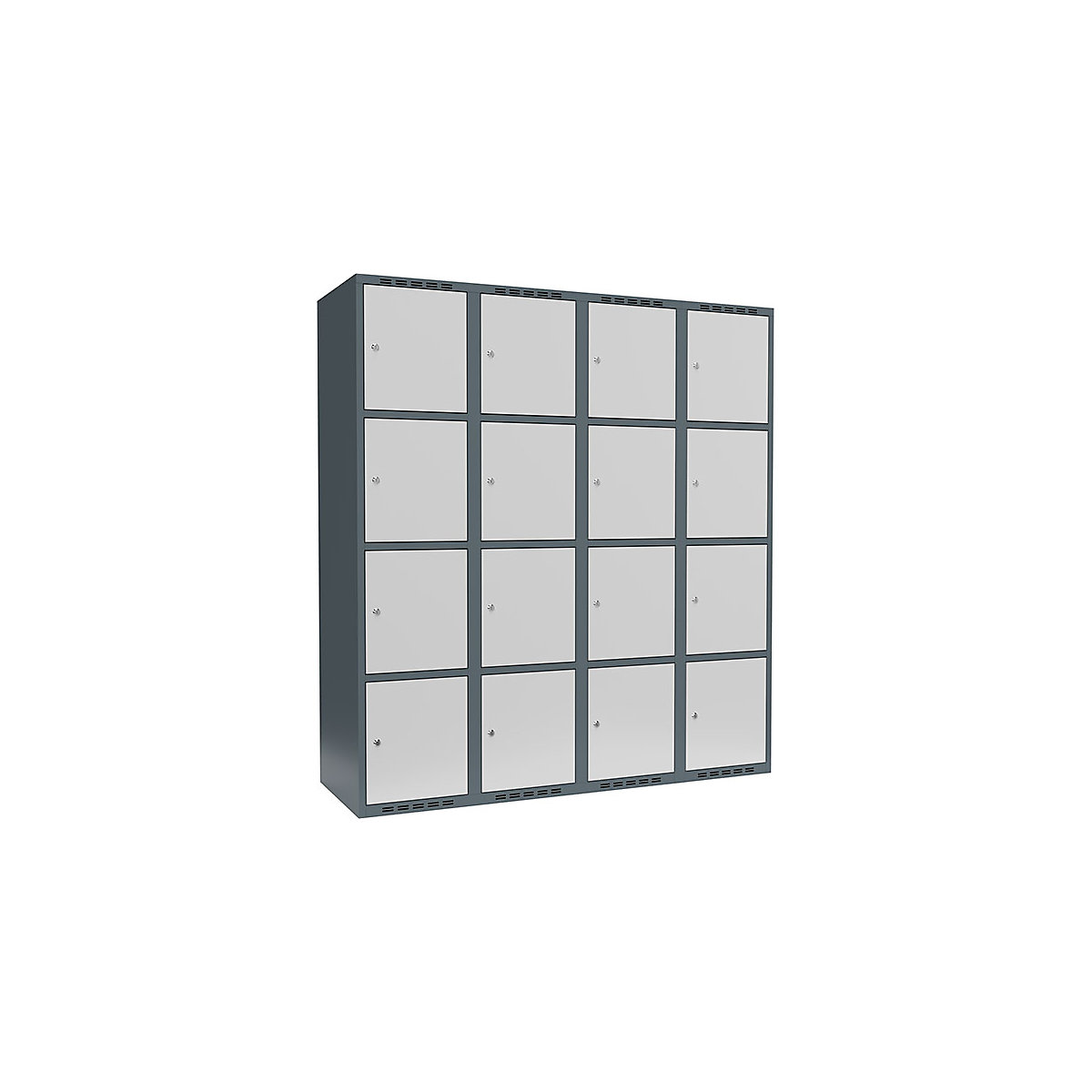 Dulap cu 4 compartimente cu încuietoare Fydor, 4 module, gri albăstrui / gri deschis, lăț. 1200 mm, 4 module, acoperiș cu formă plată, încuietoare cilindrică-0