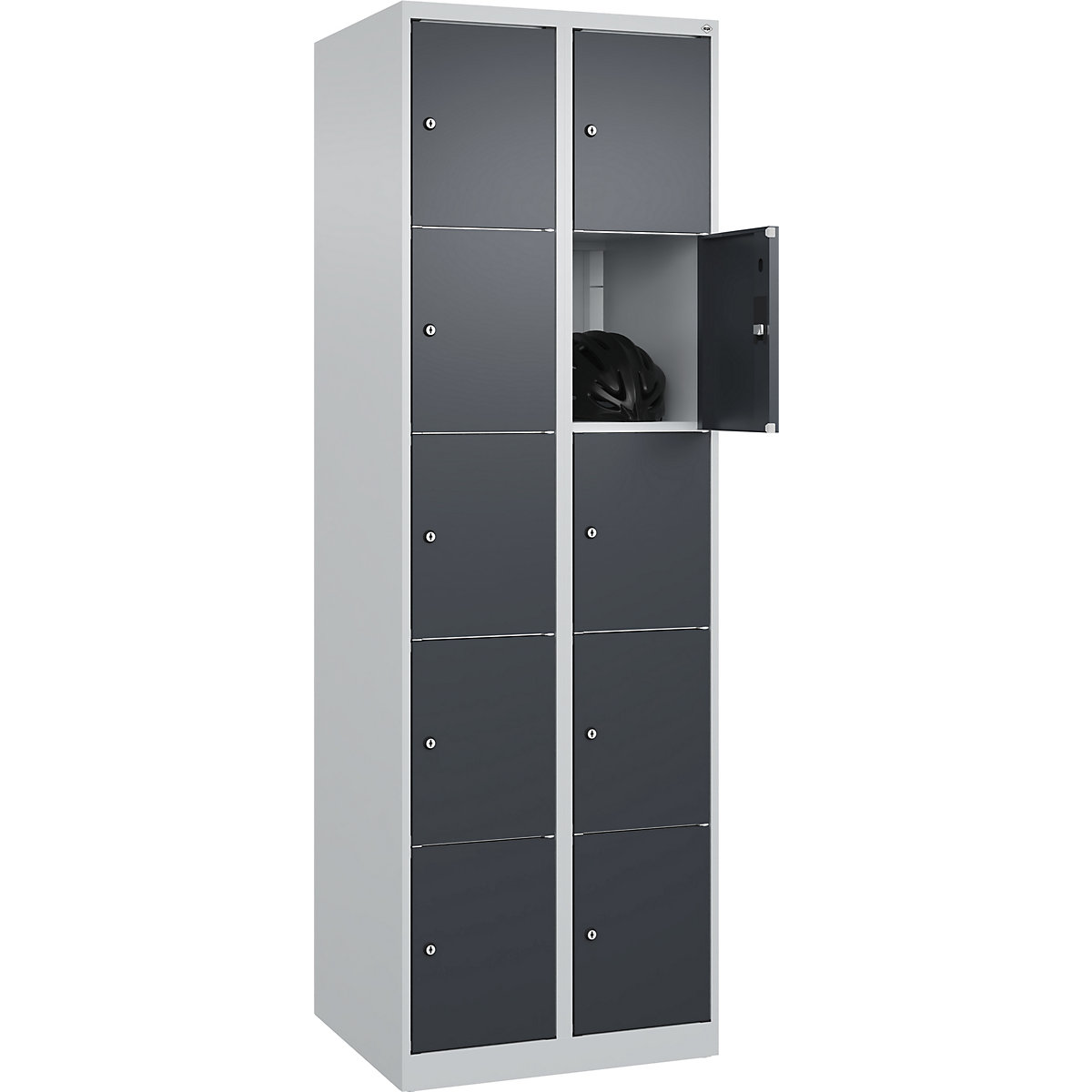 Dulap cu 5 compartimente cu încuietoare Classic PLUS – C+P, 2 module, gri deschis / gri, lăț. 600 mm, 10 compartimente, cu glisoare pentru podea-0