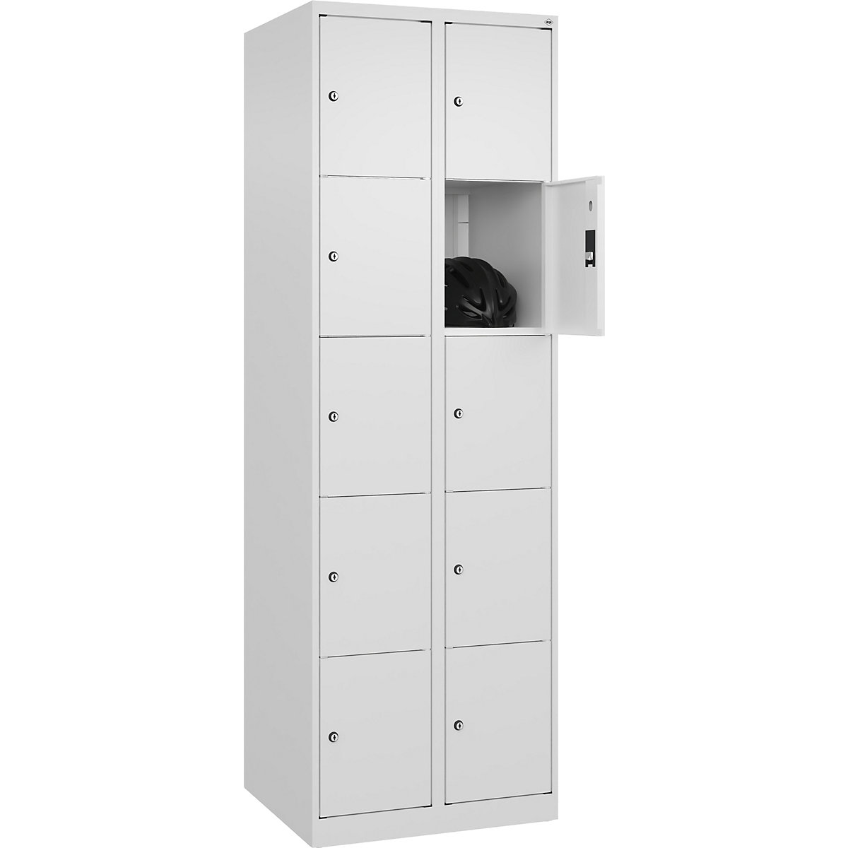 Dulap cu 5 compartimente cu încuietoare Classic PLUS – C+P, 2 module, alb trafic, lăț. 600 mm, 10 compartimente, cu glisoare pentru podea-0