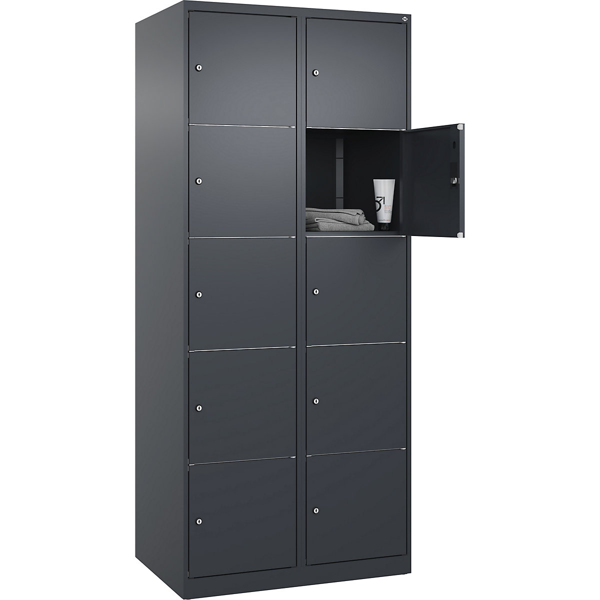 Dulap cu 5 compartimente cu încuietoare Classic PLUS – C+P, 2 module, gri, lăț. 800 mm, 10 compartimente, cu glisoare pentru podea-0