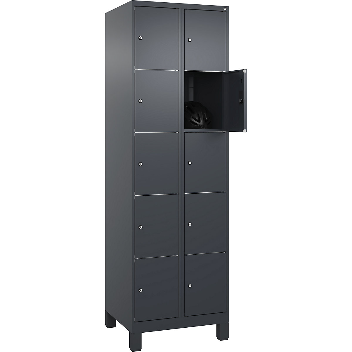 Dulap cu 5 compartimente cu încuietoare Classic PLUS – C+P, 2 module, gri, lăț. 600 mm, 10 compartimente, cu picioare-0