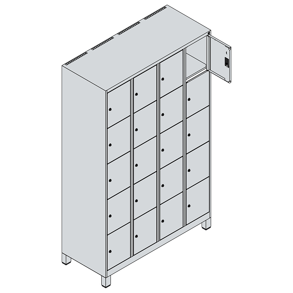 Dulap cu 5 compartimente cu încuietoare Classic PLUS – C+P (Imagine produs 4)-3