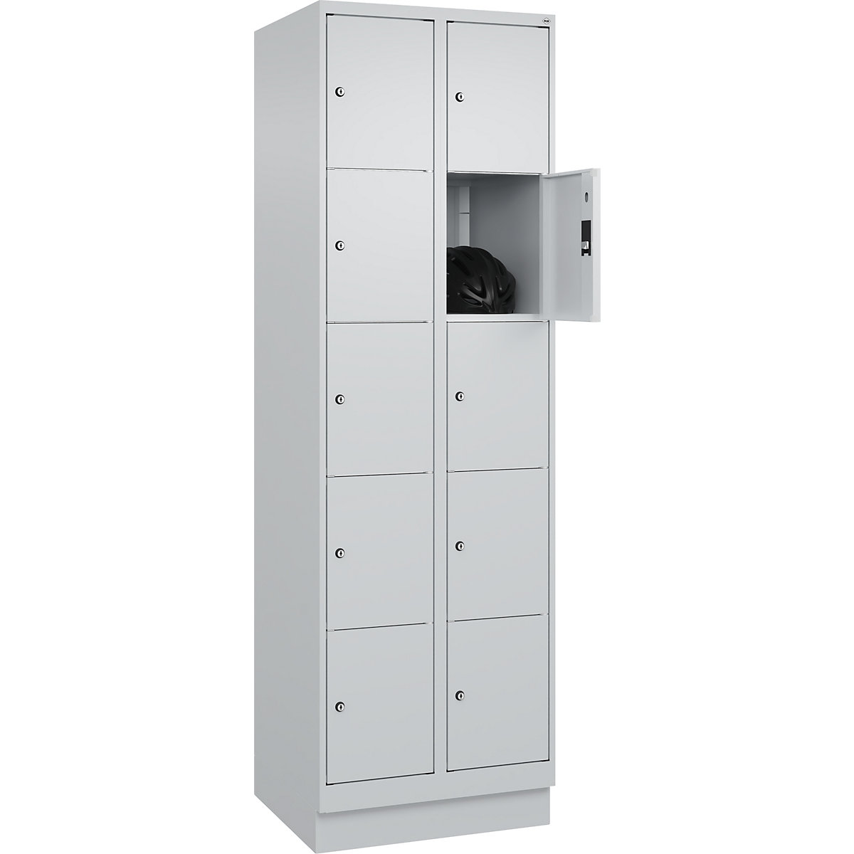 Dulap cu 5 compartimente cu încuietoare Classic PLUS – C+P, 2 module, gri deschis, lăț. 600 mm, 10 compartimente, cu soclu-0
