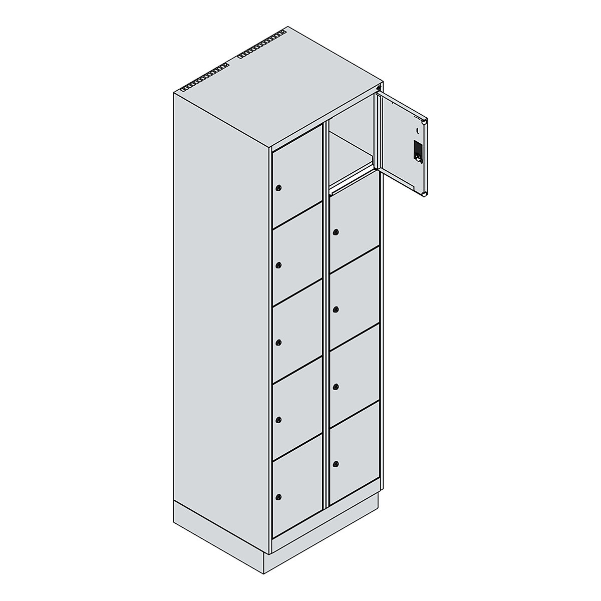 Dulap cu 5 compartimente cu încuietoare Classic PLUS – C+P (Imagine produs 4)-3