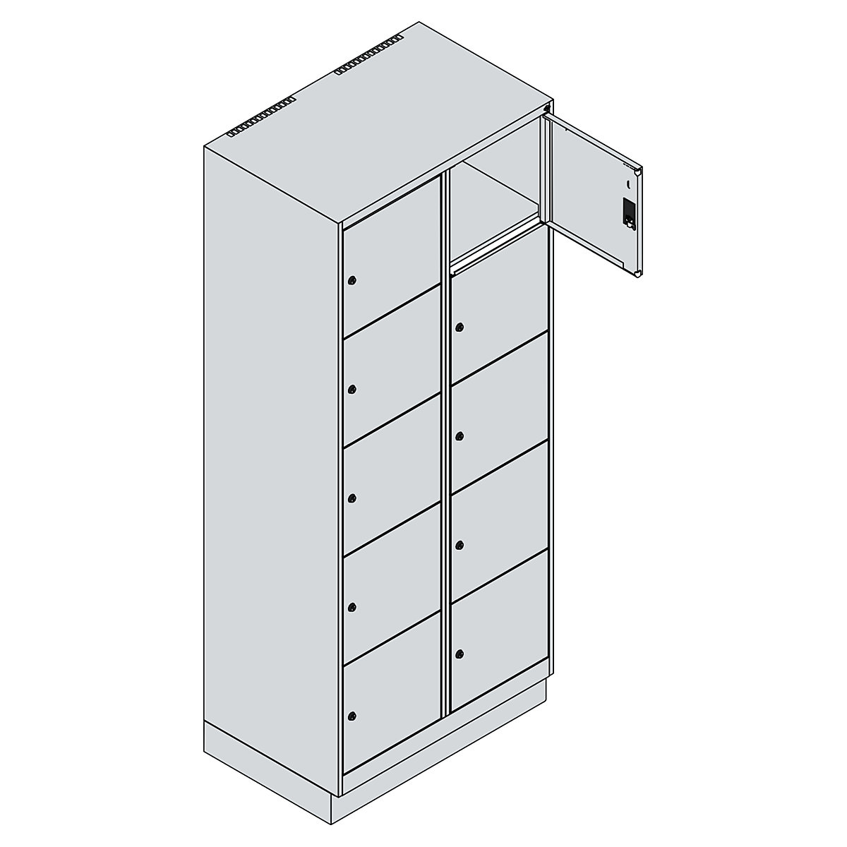 Dulap cu 5 compartimente cu încuietoare Classic PLUS – C+P (Imagine produs 2)-1