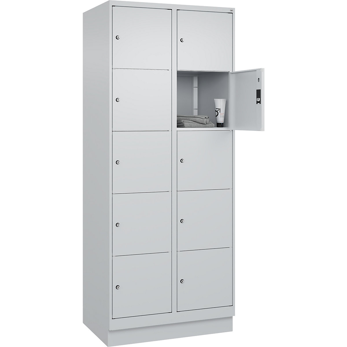 Dulap cu 5 compartimente cu încuietoare Classic PLUS – C+P, 2 module, gri deschis, lăț. 800 mm, 10 compartimente, cu soclu-0