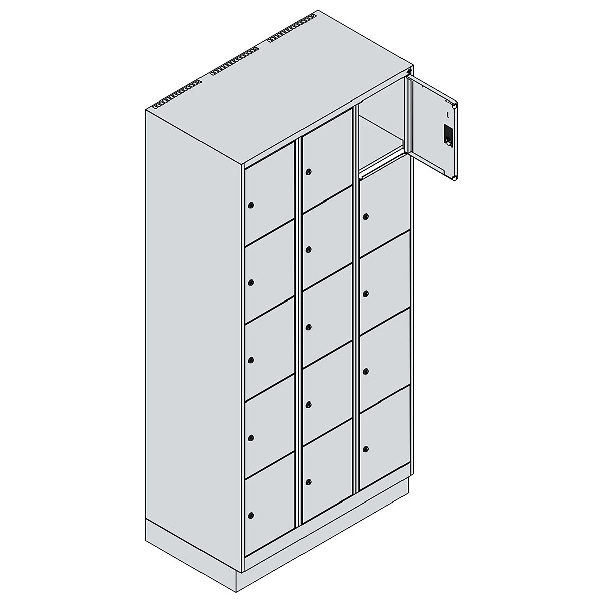 Dulap cu 5 compartimente cu încuietoare Classic PLUS – C+P (Imagine produs 2)-1