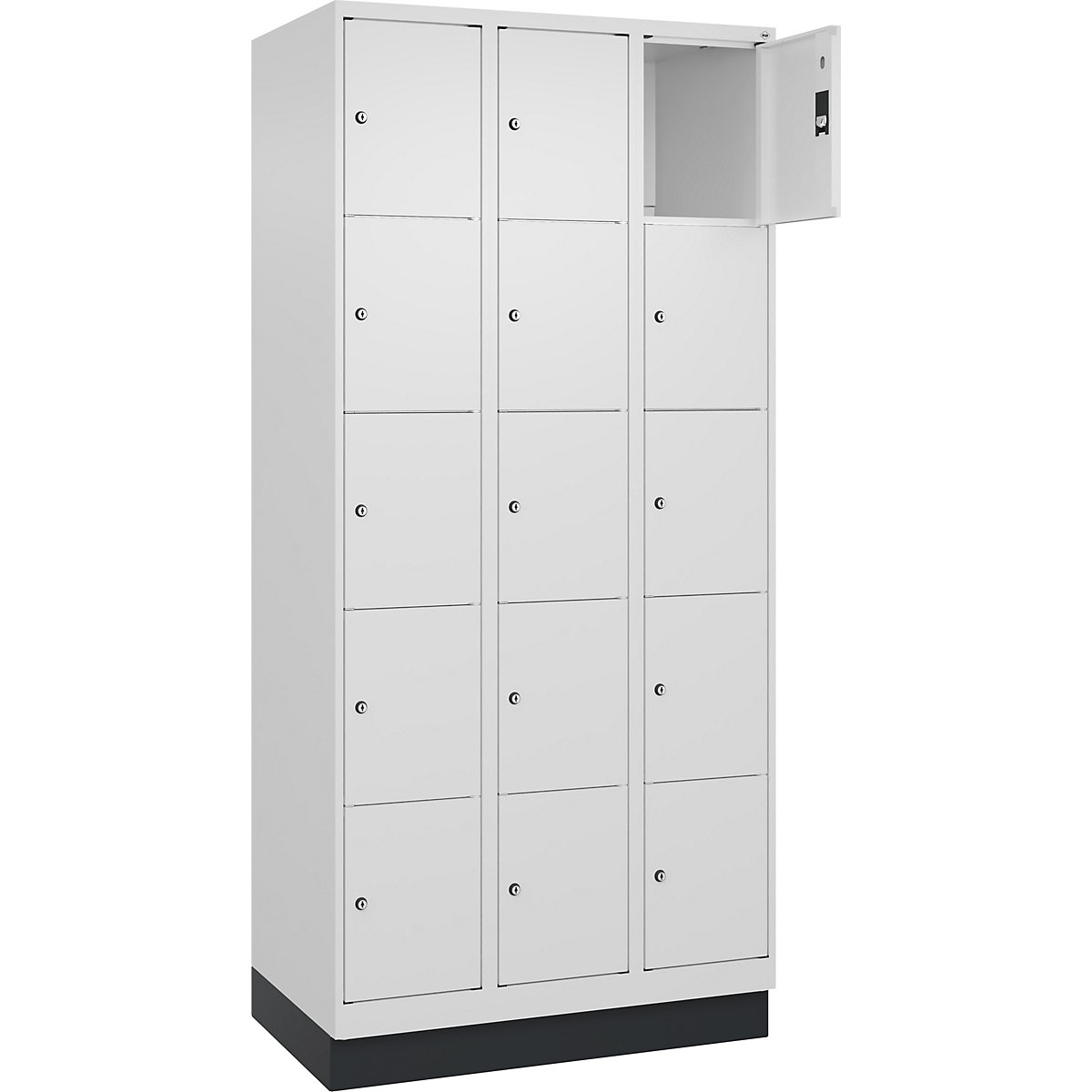 Dulap cu 5 compartimente cu încuietoare Classic PLUS – C+P, 3 module, alb trafic, lăț. 900 mm, 15 compartimente, cu soclu-0
