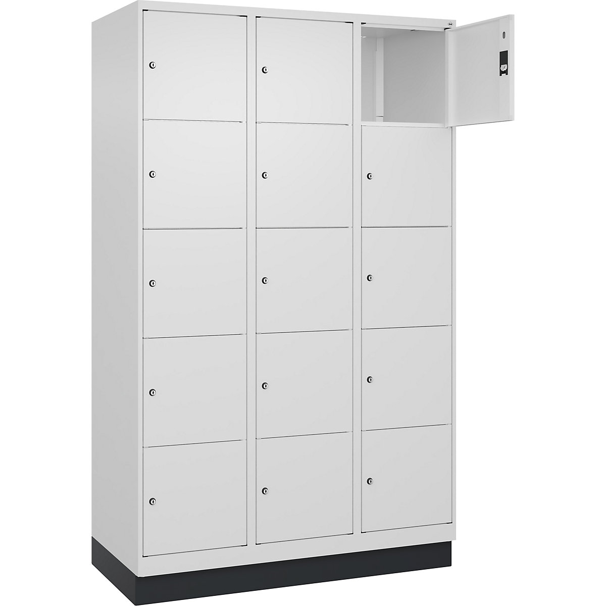 Dulap cu 5 compartimente cu încuietoare Classic PLUS – C+P, 3 module, alb trafic, lăț. 1200 mm, 15 compartimente, cu soclu-0