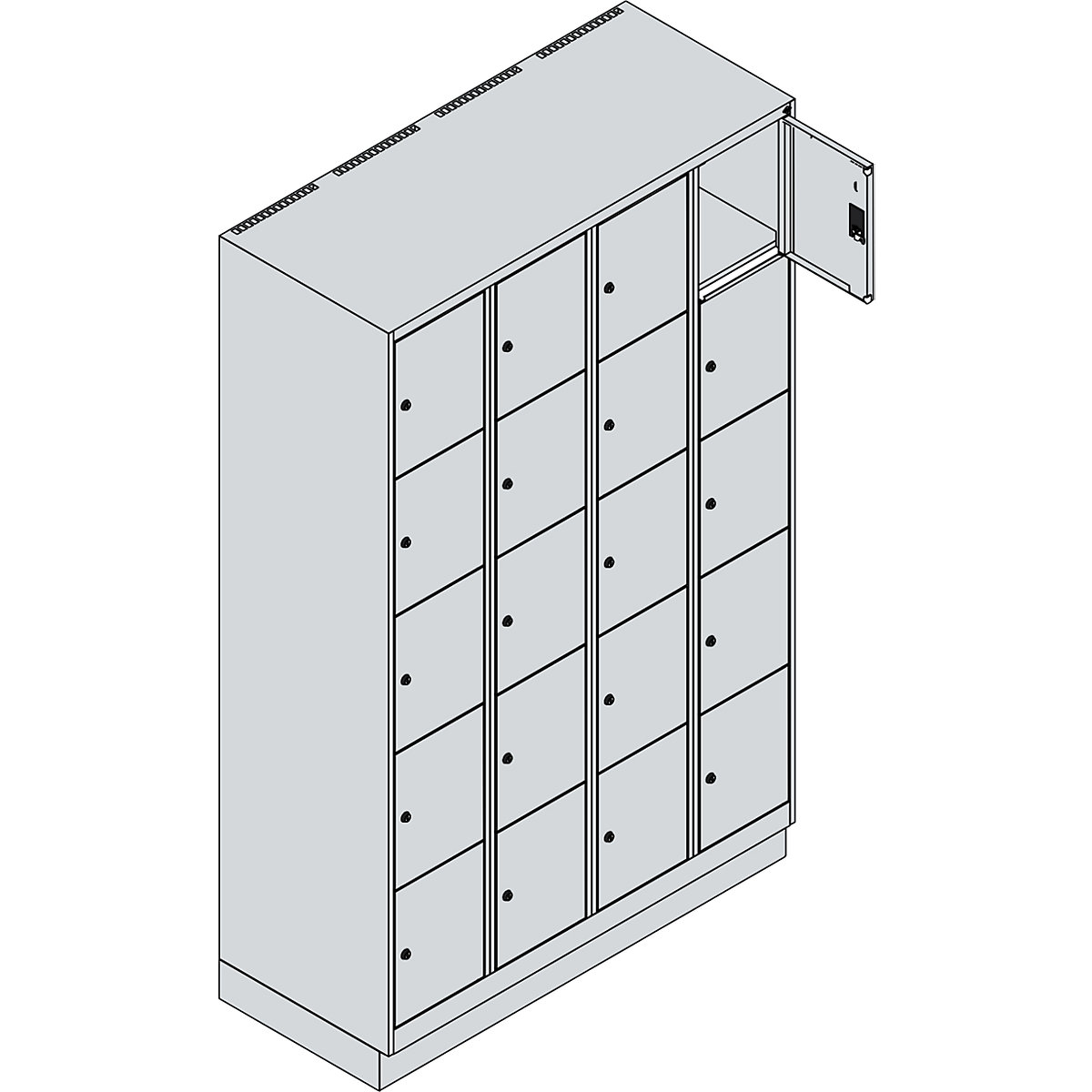 Dulap cu 5 compartimente cu încuietoare Classic PLUS – C+P (Imagine produs 3)-2
