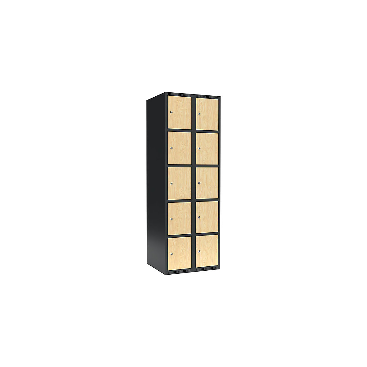Dulap cu 5 compartimente cu încuietoare Fydor, 2 module, gri / mesteacăn, lăț. 600 mm, 2 module, acoperiș cu formă plată, încuietoare cilindrică-0