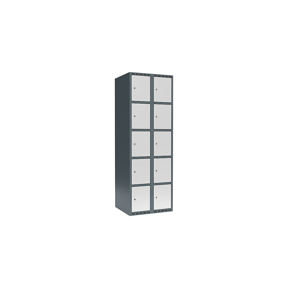 Dulap cu 5 compartimente cu încuietoare Fydor, 2 module, gri albăstrui / gri deschis, lăț. 600 mm, 2 module, acoperiș cu formă plată, încuietoare cilindrică-0