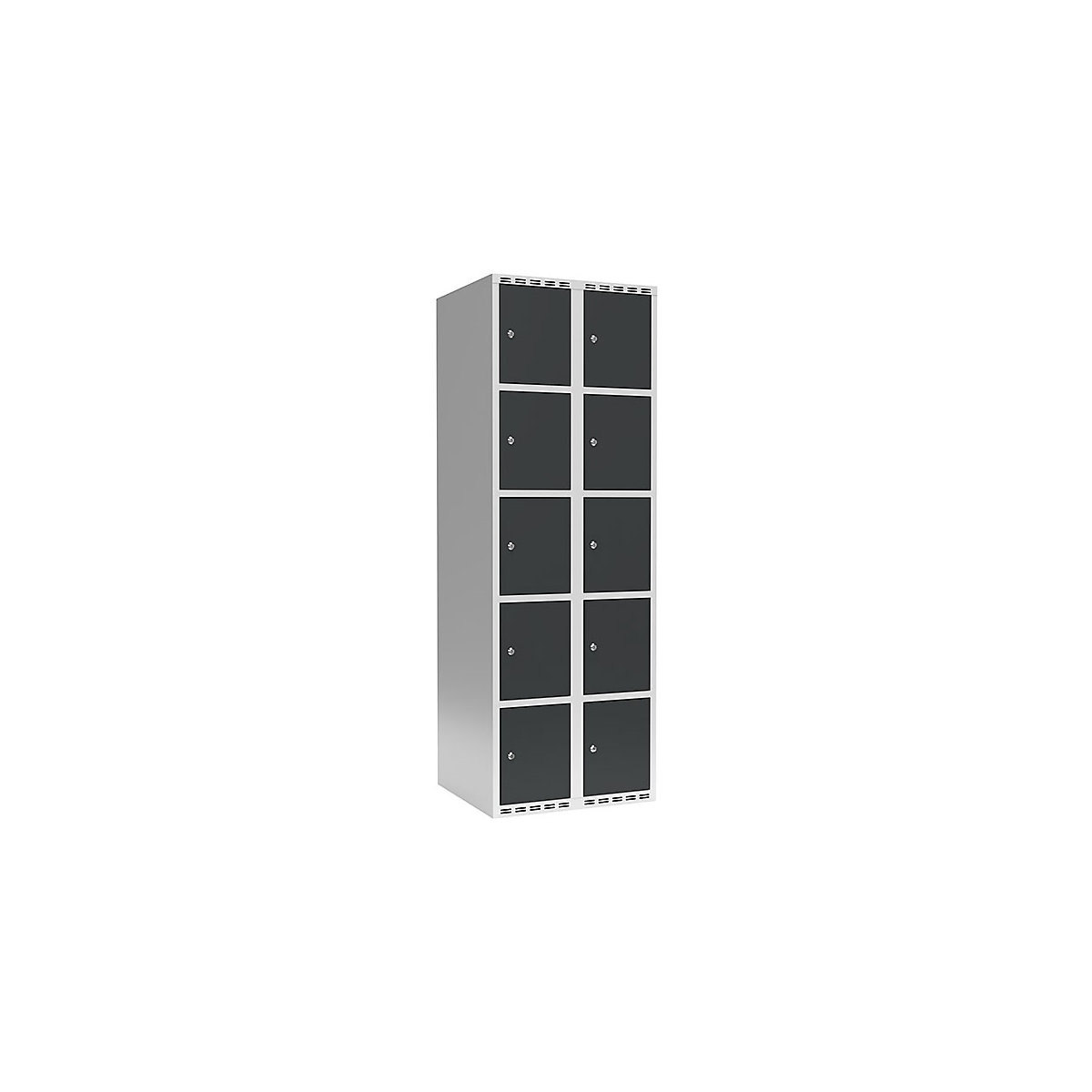 Dulap cu 5 compartimente cu încuietoare Fydor, 2 module, gri deschis / gri, lăț. 600 mm, 2 module, acoperiș cu formă plată, încuietoare cilindrică-0