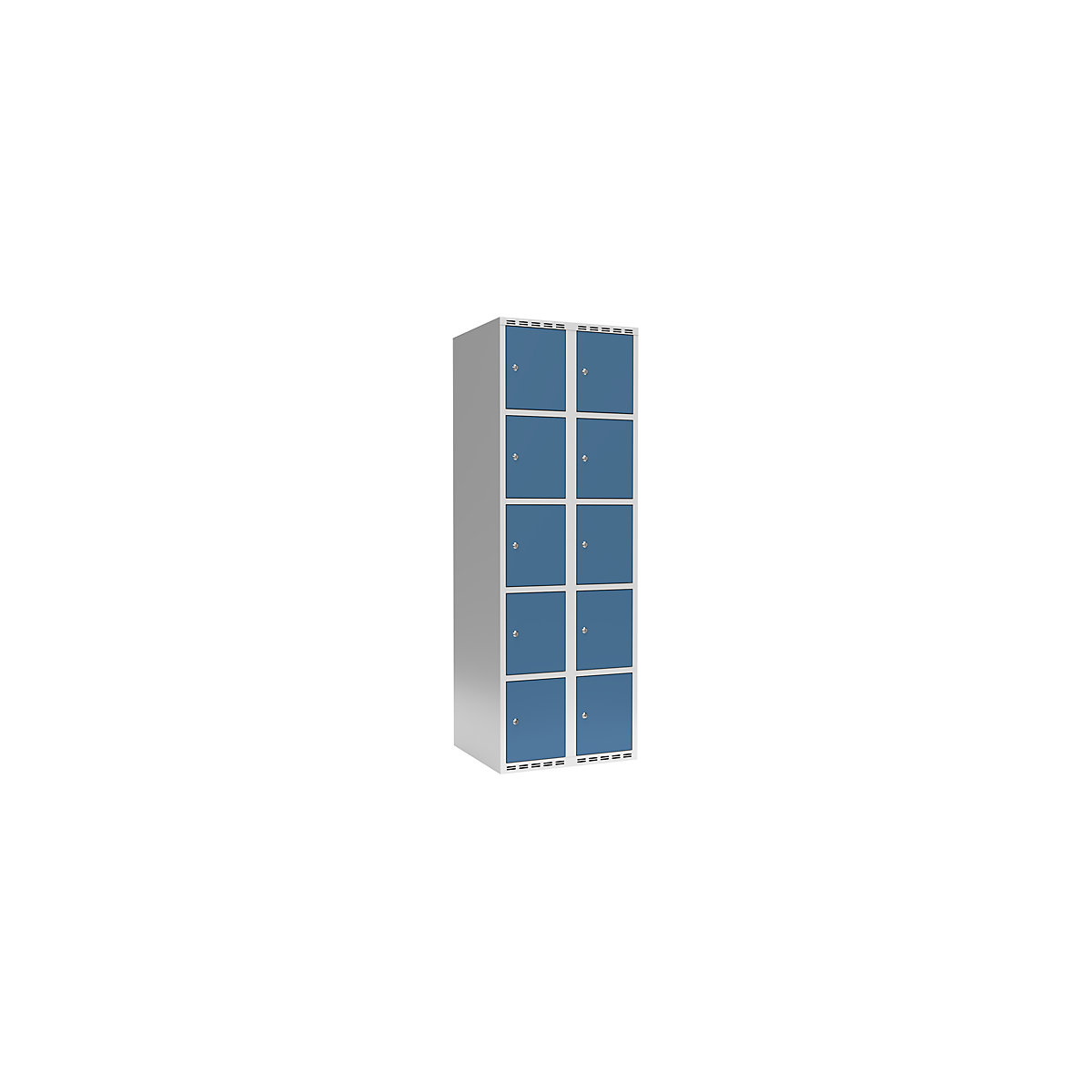 Dulap cu 5 compartimente cu încuietoare Fydor, 2 module, gri deschis / albastru briliant, lăț. 600 mm, 2 module, acoperiș cu formă plată, încuietoare cilindrică-0