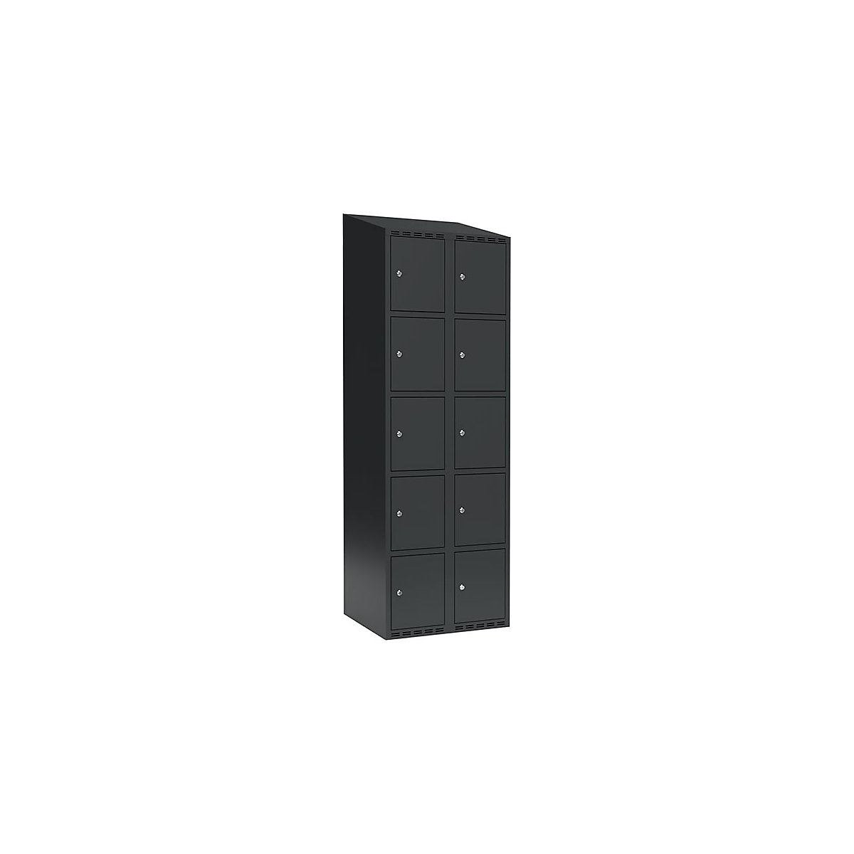 Dulap cu 5 compartimente cu încuietoare Fydor, 2 module, gri, lăț. 600 mm, 2 module, acoperiș cu formă înclinată, încuietoare cilindrică-0