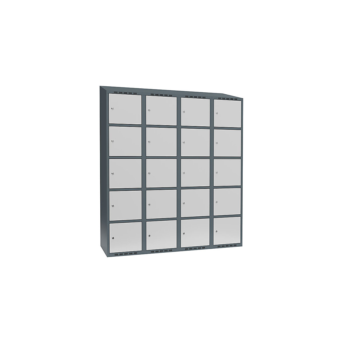 Dulap cu 5 compartimente cu încuietoare Fydor, 4 module, gri albăstrui / gri deschis, lăț. 1200 mm, 4 module, acoperiș cu formă înclinată, încuietoare cilindrică-0