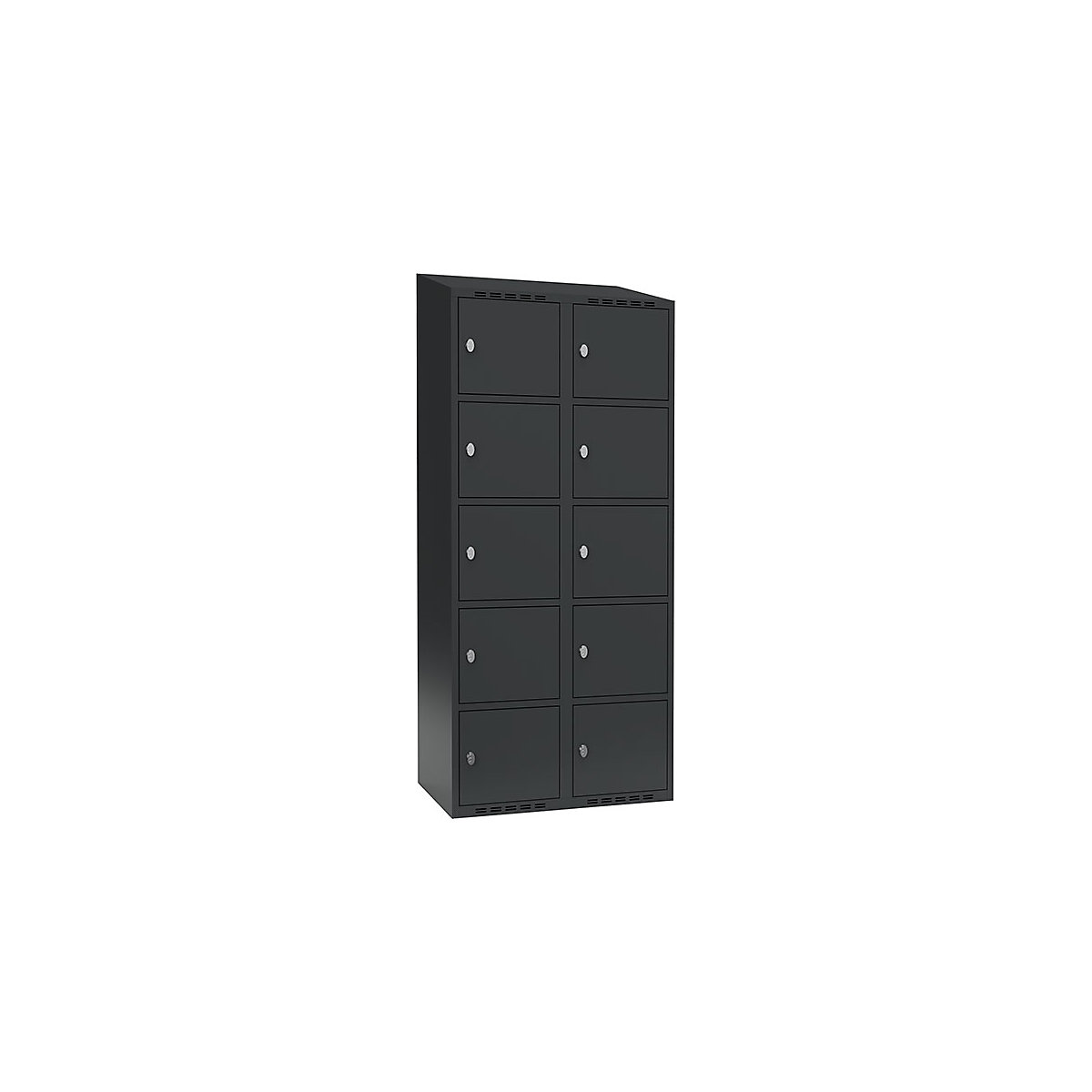 Dulap cu 5 compartimente cu încuietoare Fydor, 2 module, gri, lăț. 800 mm, 2 module, acoperiș cu formă înclinată, lacăt-0