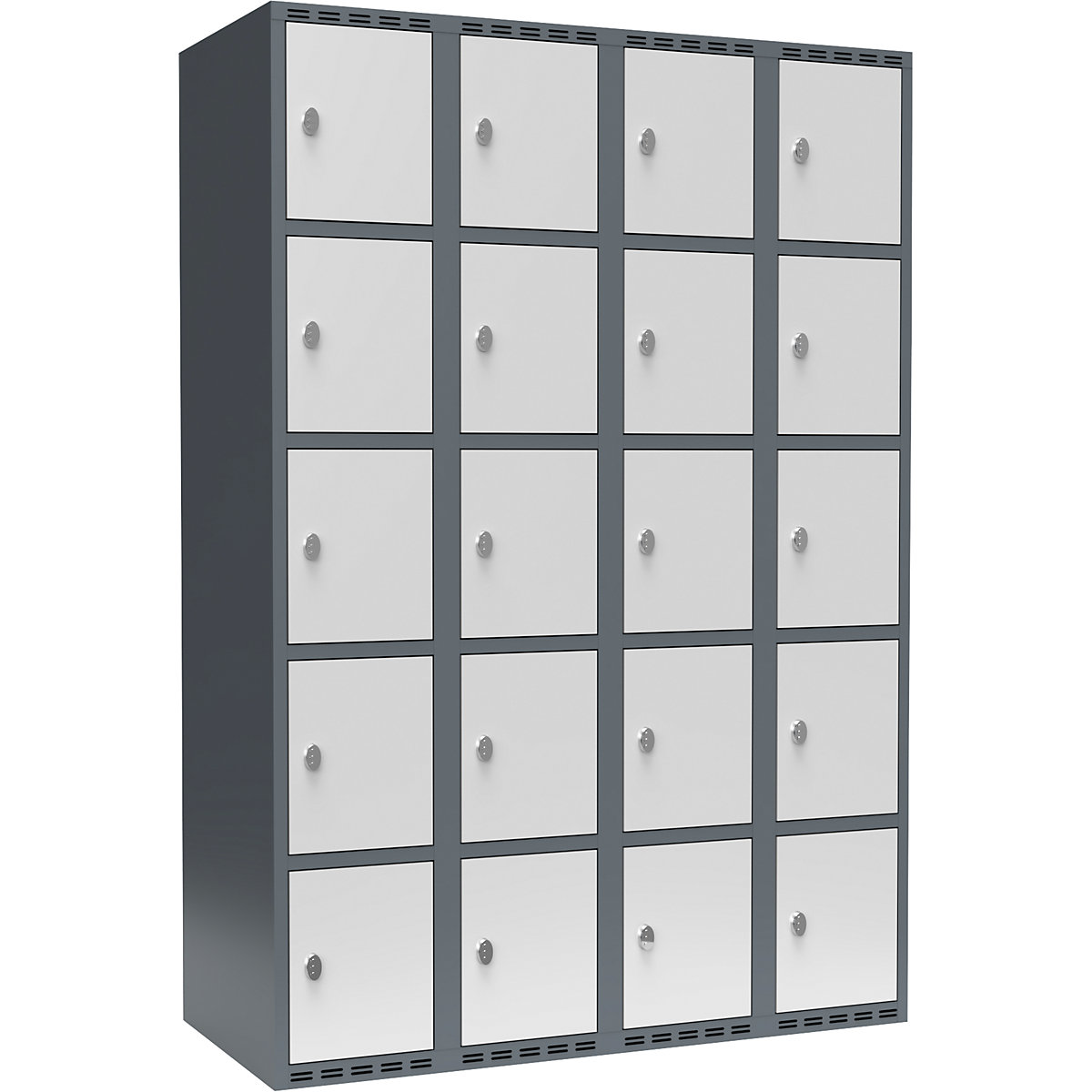 Dulap cu 5 compartimente cu încuietoare Fydor, 4 module, gri albăstrui / gri deschis, lăț. 1200 mm, 4 module, acoperiș cu formă plată, lacăt-0