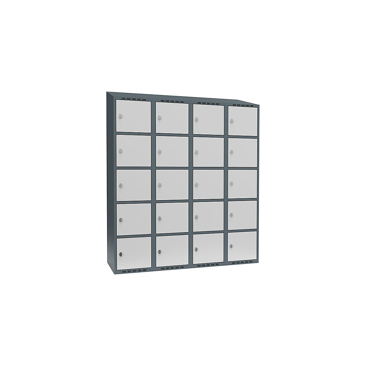 Dulap cu 5 compartimente cu încuietoare Fydor, 4 module, gri albăstrui / gri deschis, lăț. 1200 mm, 4 module, acoperiș cu formă înclinată, lacăt-0