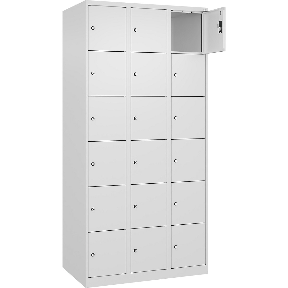 Dulap cu 6 compartimente cu încuietoare Evolo PLUS, 3 module, alb, lăț. 900 mm, 18 compartimente, cu glisoare pentru podea, încuietoare cilindrică-0