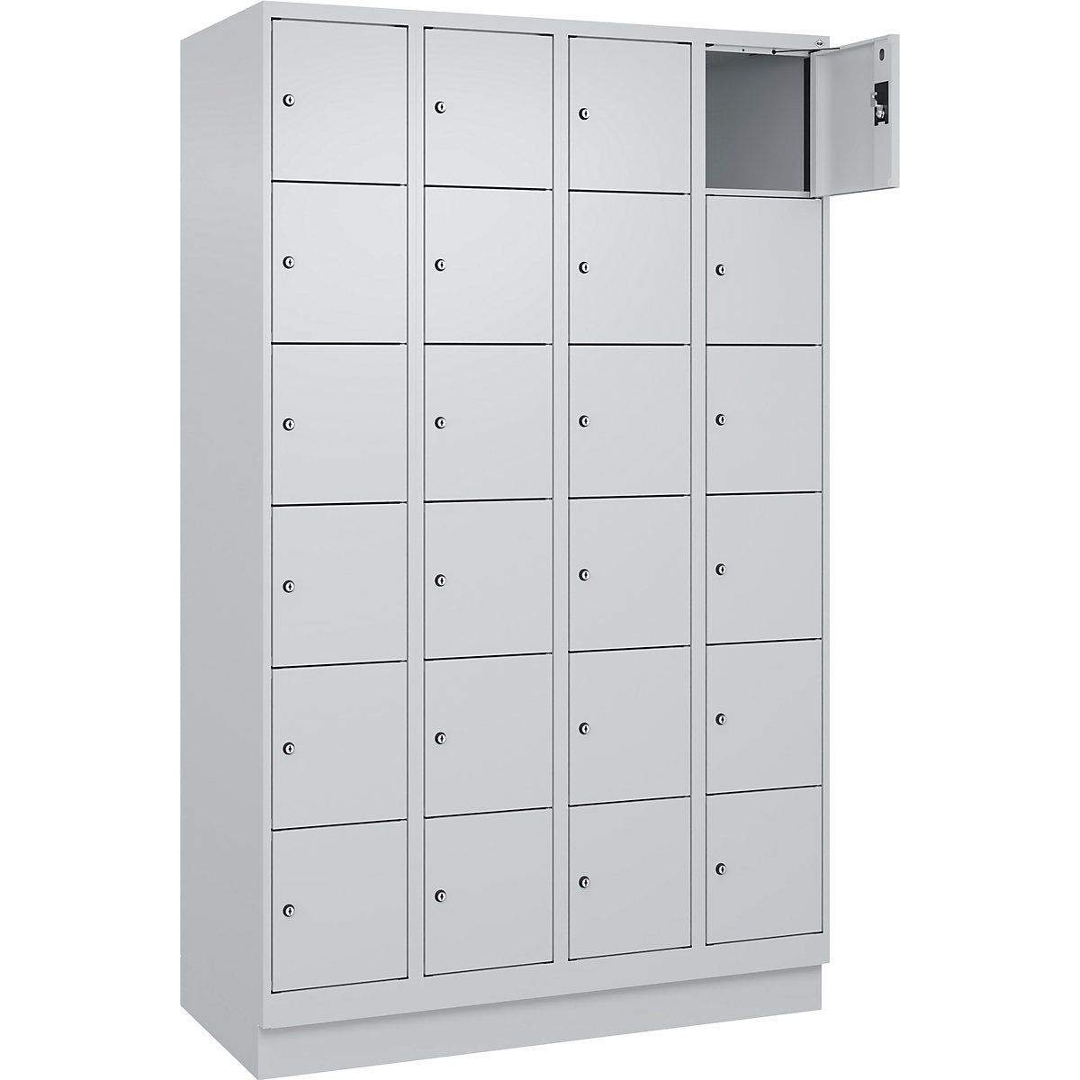Dulap cu 6 compartimente cu încuietoare Evolo PLUS, 4 module, gri deschis, lăț. 1200 mm, 24 compartimente, cu soclu, încuietoare cilindrică-0