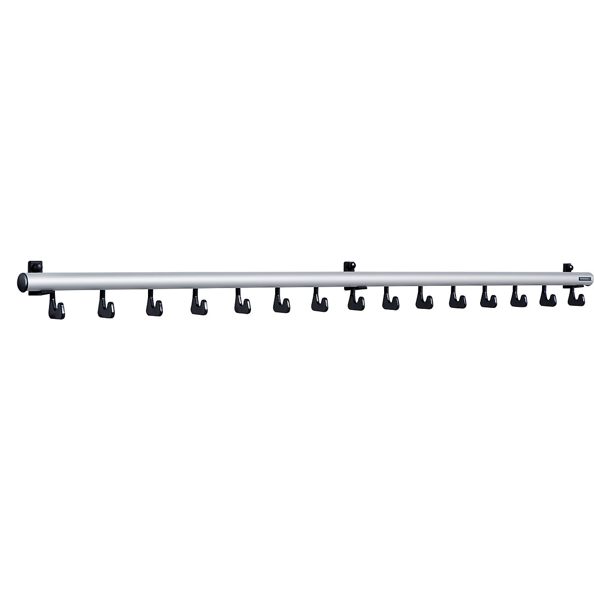 Grindă de tip cuier pentru perete – eurokraft pro, î. x ad. 80 x 80 mm, 15 cârlige, lățime 1500 mm, amb. 1 buc.-0