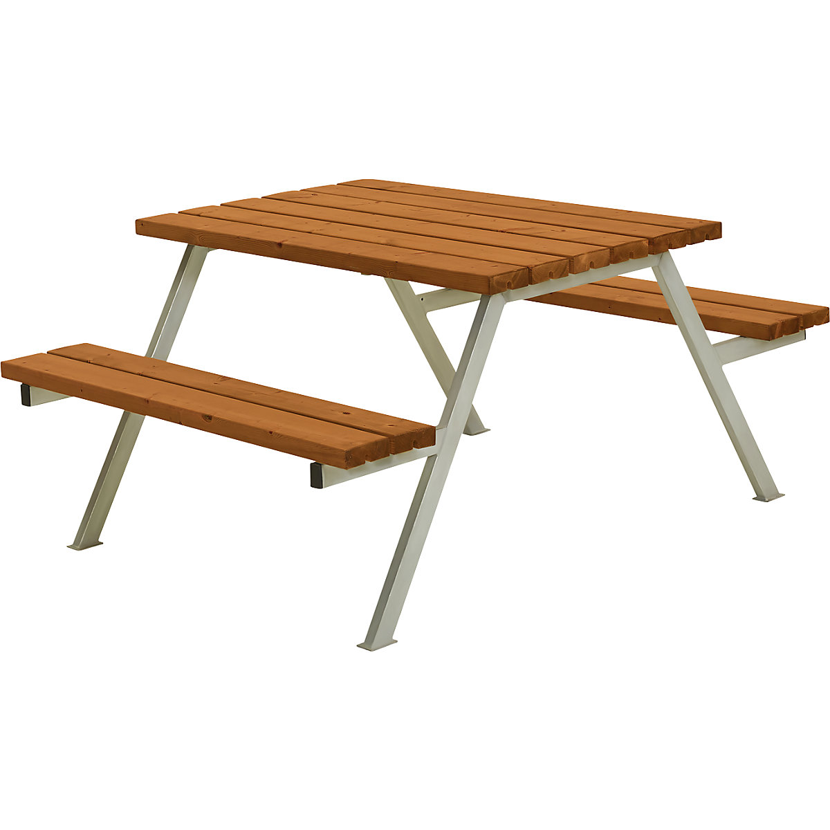 Bancă pentru grupuri, fără spătar, pentru 4 persoane, lungime 1180 mm, culoare lemn de tec-0