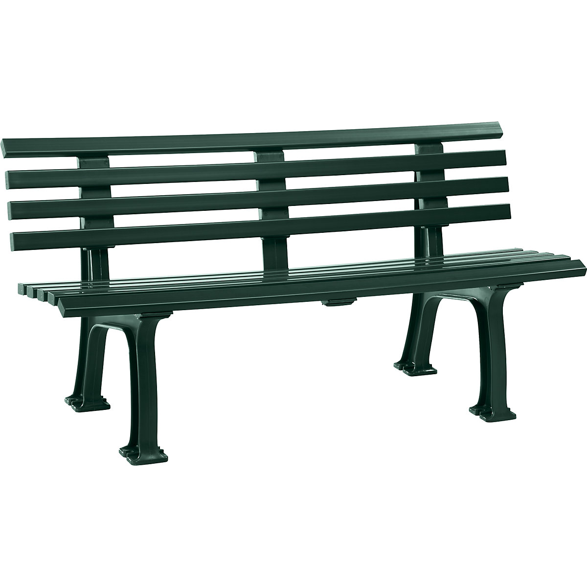 Bancă pentru parc din plastic, cu 9 șipci, lățime 1500 mm, verde mușchi-0