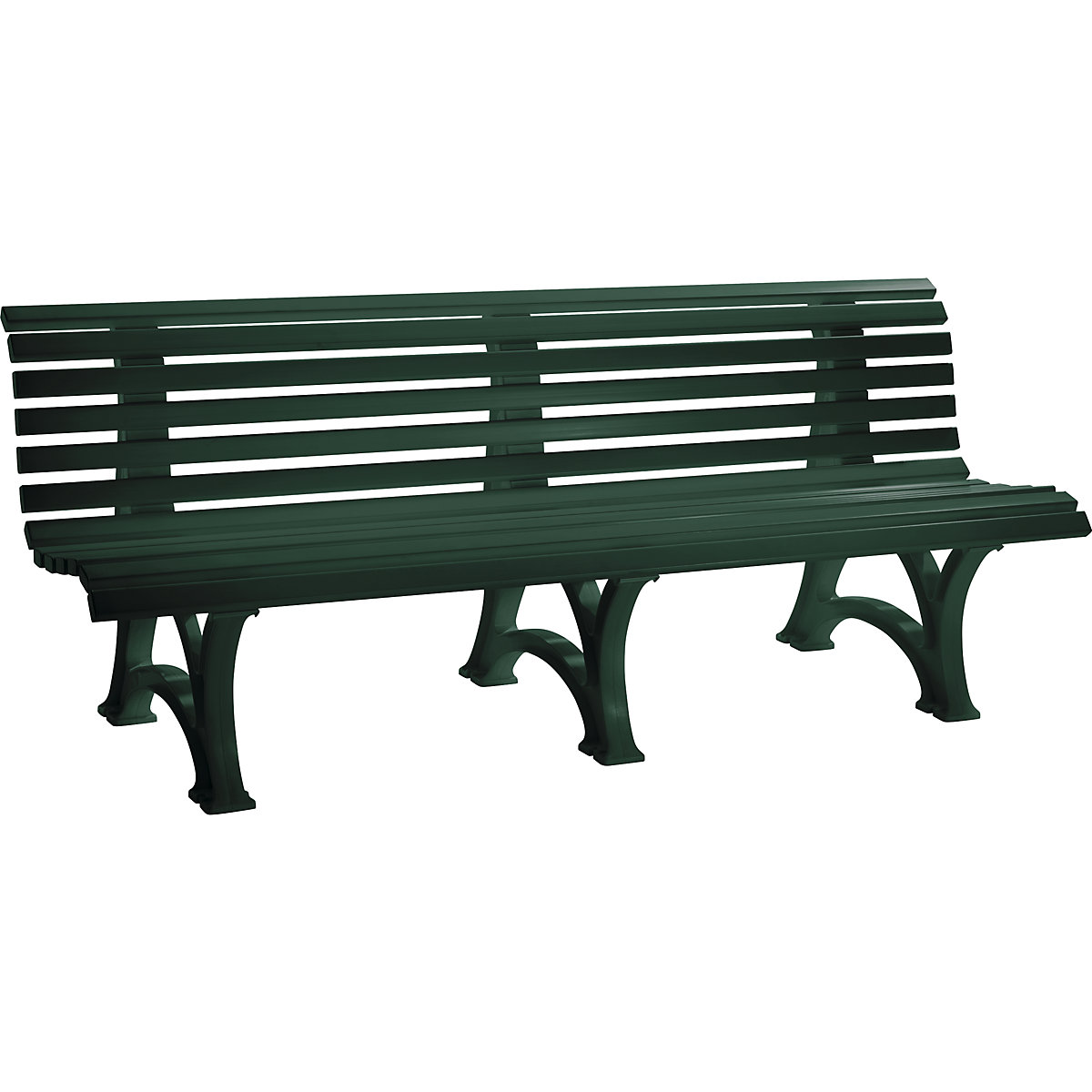 Bancă pentru parc din plastic, cu 13 șipci, lățime 2000 mm, verde mușchi-0