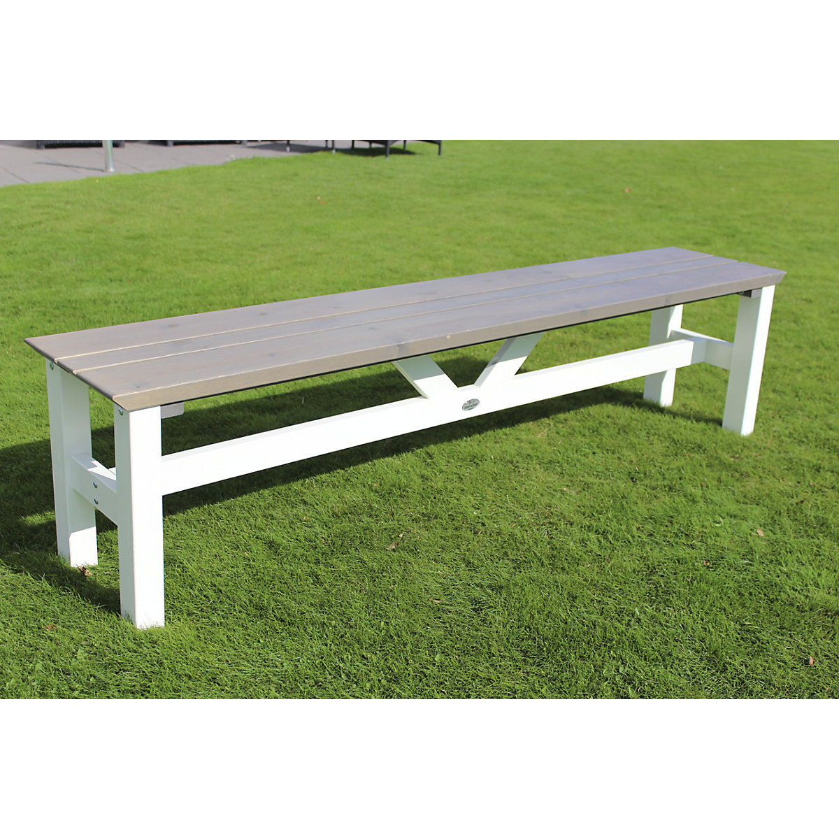 Set de mobilier pentru exterior VIKING, bancă, gri / alb, lungime 1900 mm-0