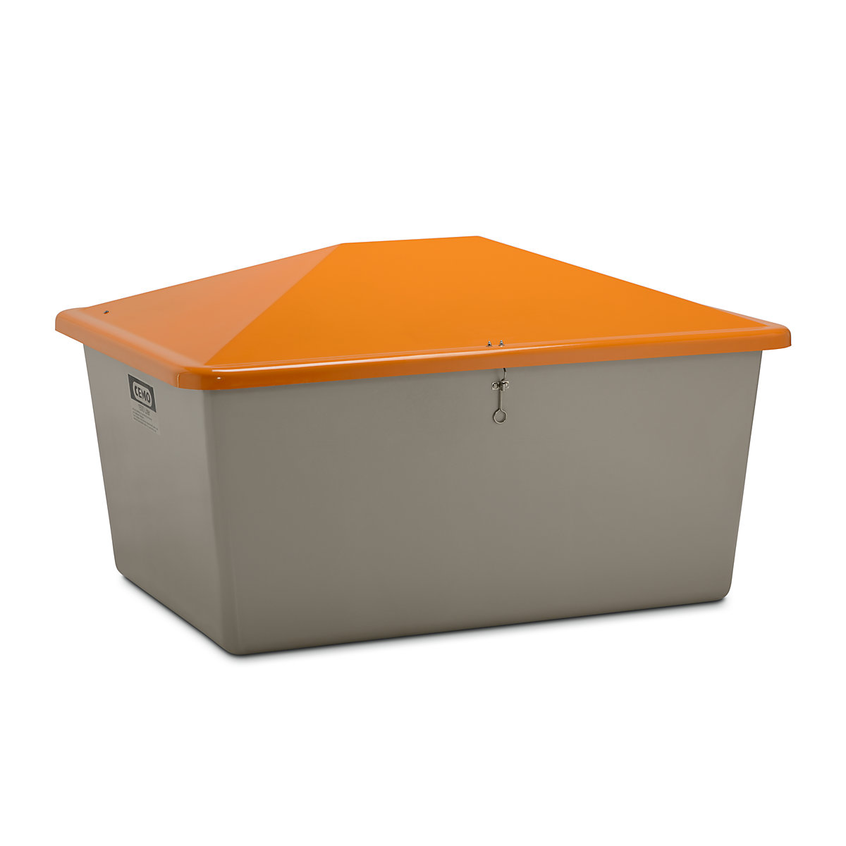 Recipient pentru presărat din plastic ranforsat cu fibră de sticlă – CEMO, volum 1500 l, fără deschidere pentru extracție, recipient gri-0