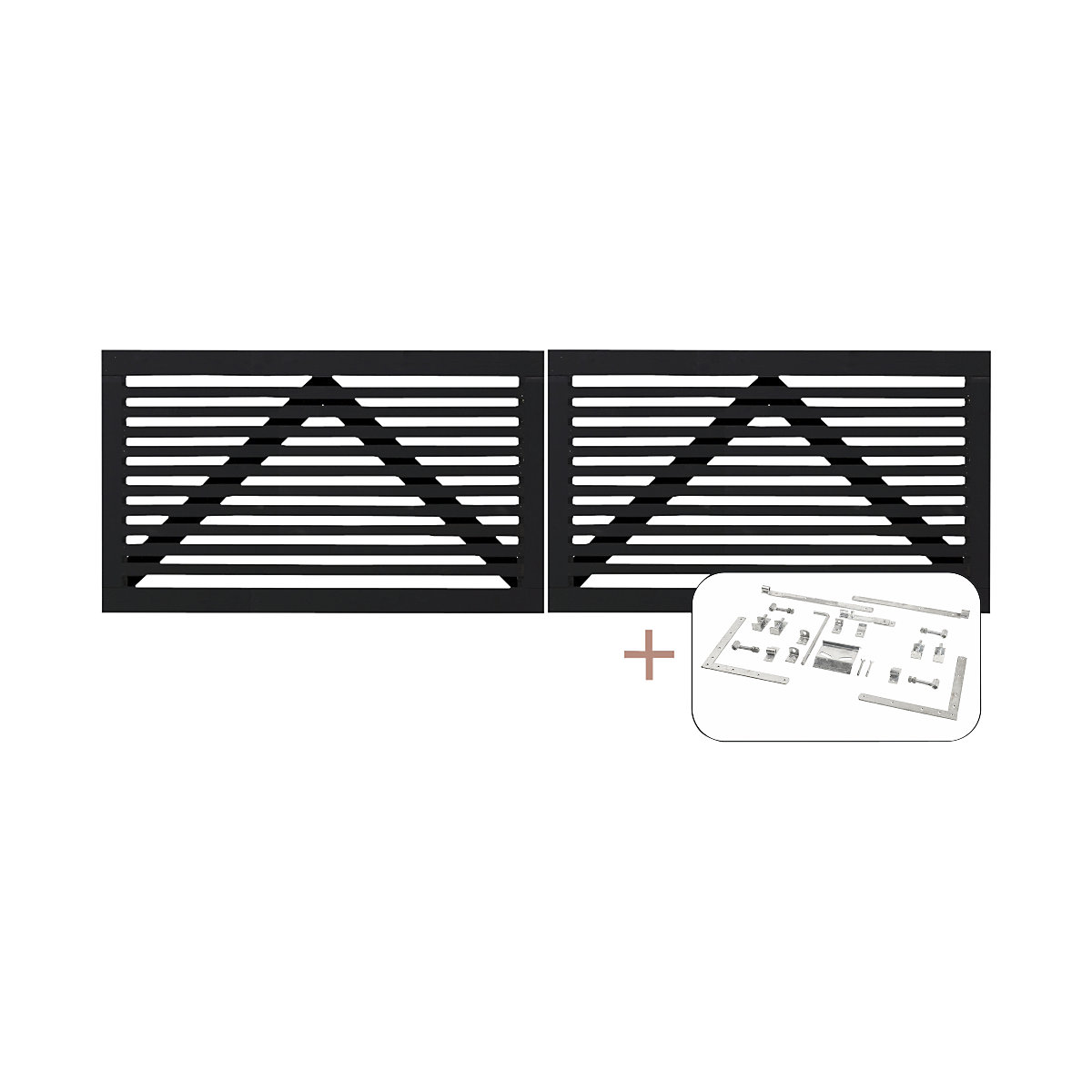 Poartă dublă Tokyo incl. balamale, lemn, lăț. x î. 3000 x 900 mm, negru-0