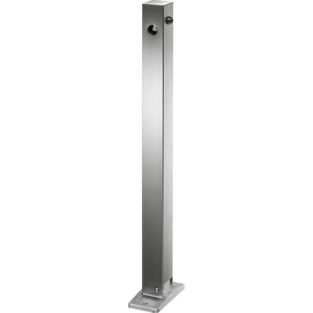 Stâlp de blocare din inox, cu cap plat, placă podea pentru fixare cu dibluri, 70 x 70 mm, pliabil, încuietoare triunghiulară-0