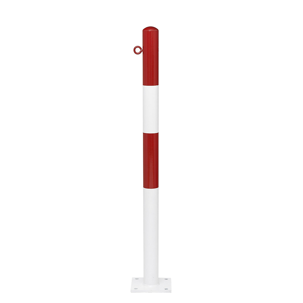 Stâlp de blocare, pentru fixare cu dibluri, Ø 60 mm, cu strat de plastic roșu-alb, 1 ureche-0