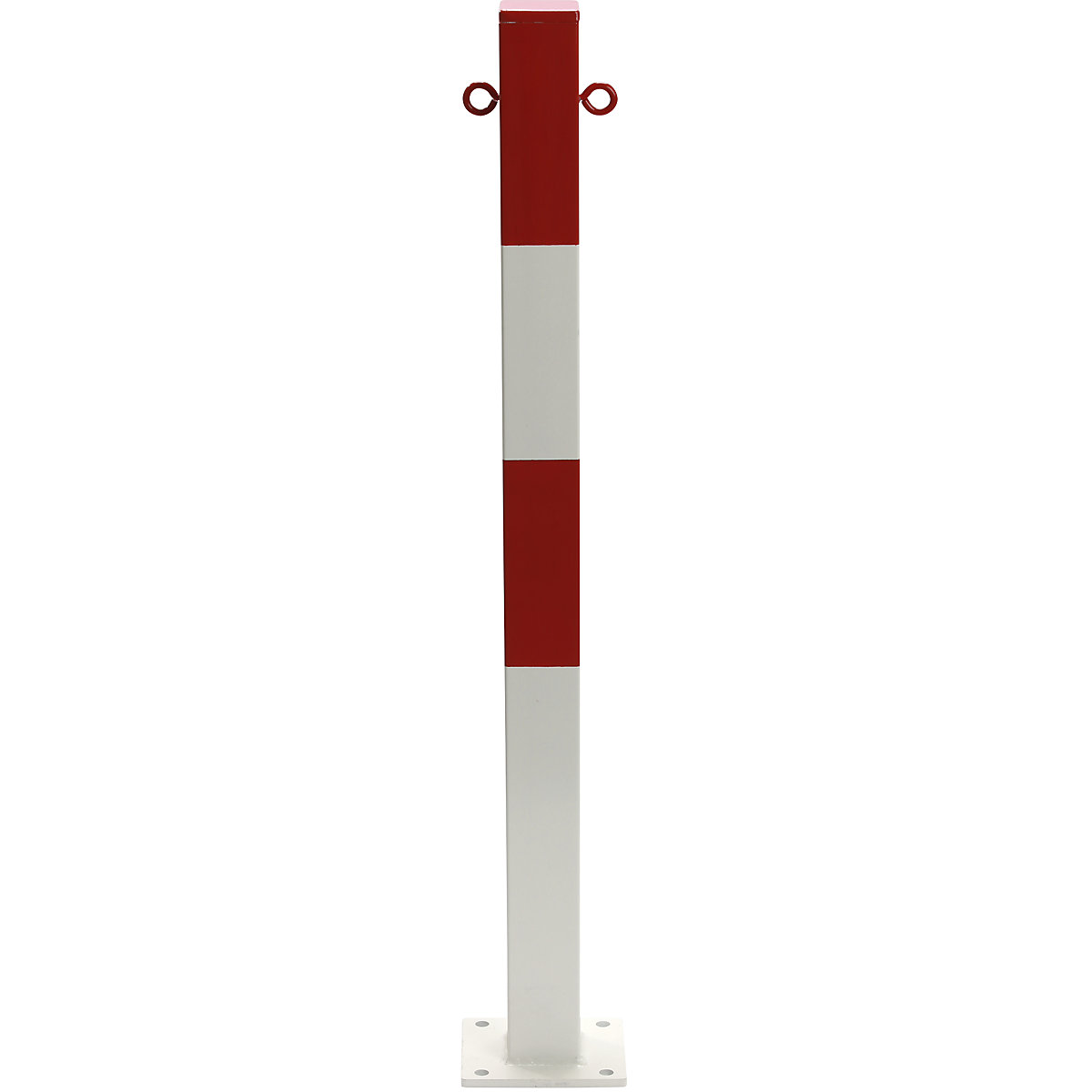 Stâlp de blocare, prindere cu dibluri, 70 x 70 mm, cu strat de plastic roșu-alb, 2 urechi-0