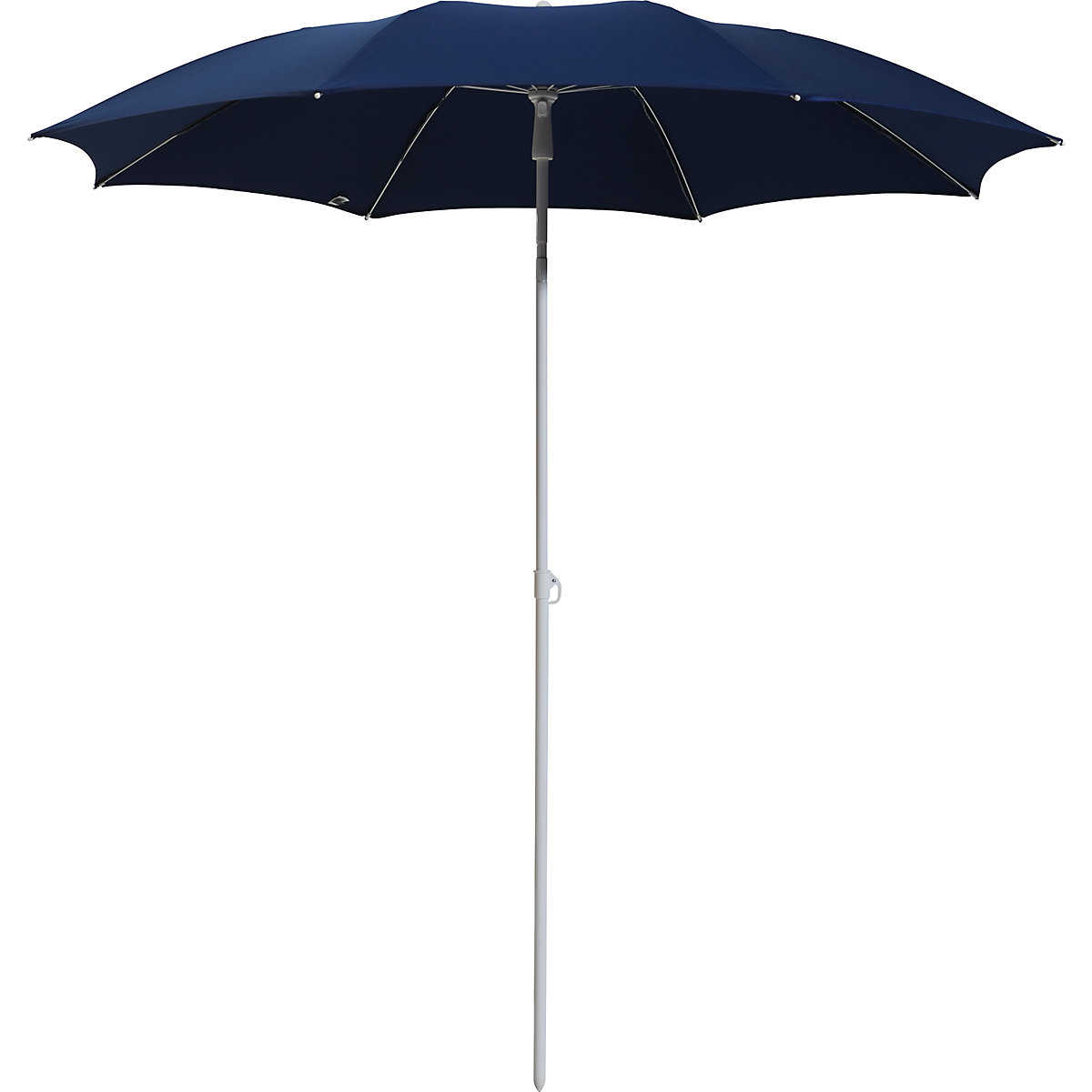 Umbrelă de soare, design rotund, Ø 2000 mm, cadru alb, albastru-0