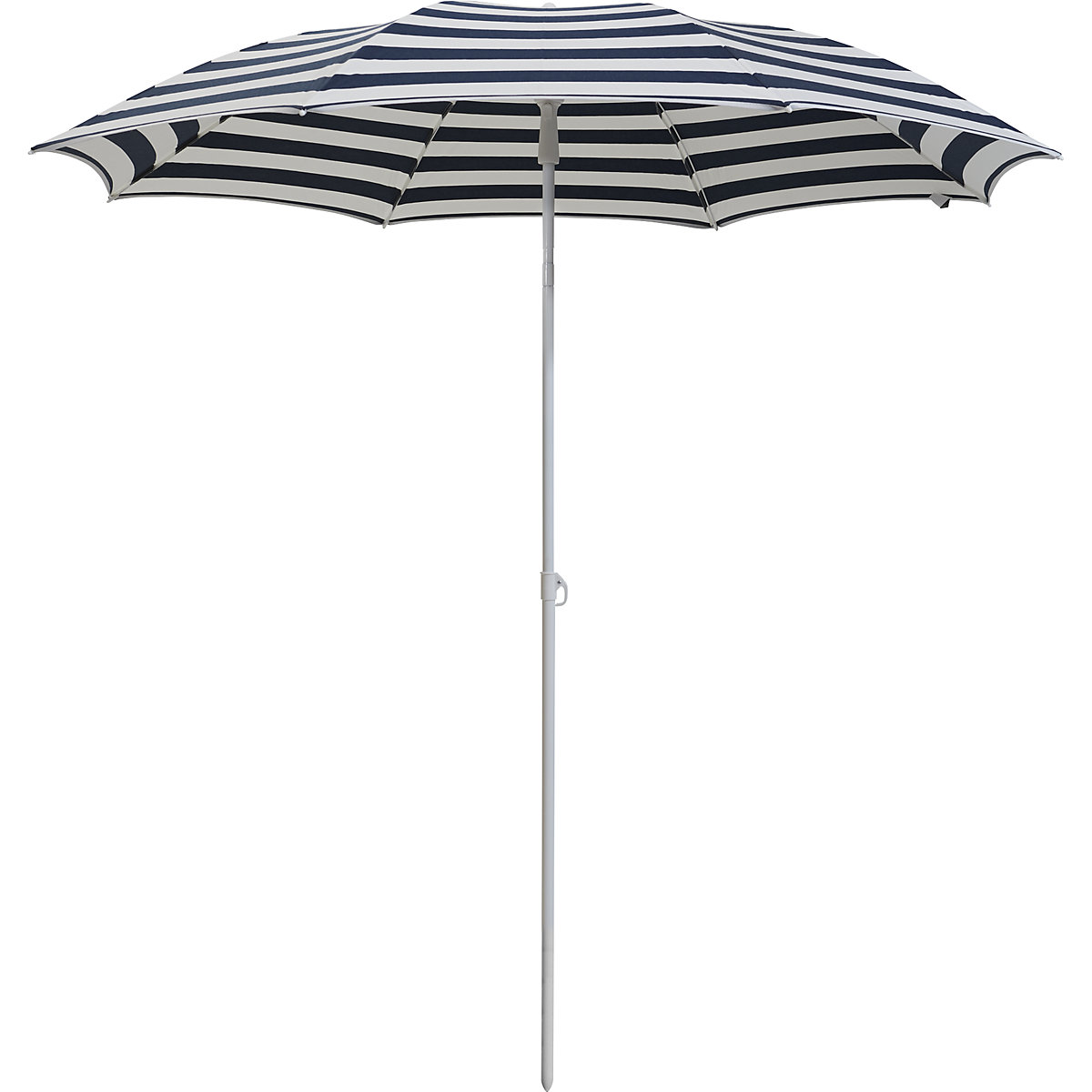 Umbrelă de soare, design rotund, Ø 2000 mm, cadru alb, alb / albastru-0