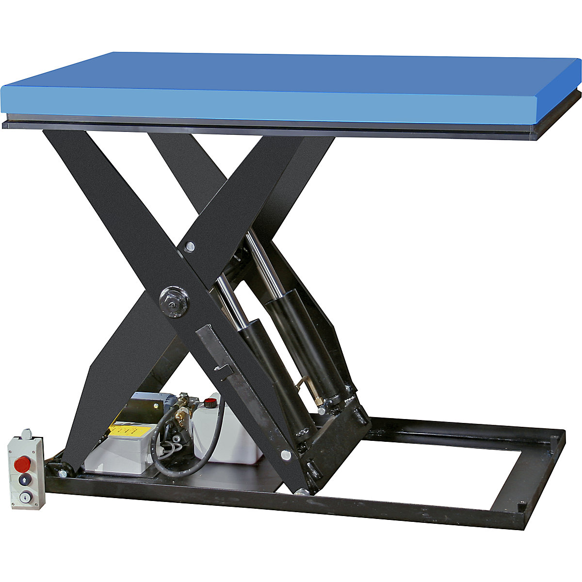 Mesa de elevação compacta, plataforma CxL 1300 x 800 mm, capacidade de carga 1000 kg, tensão de funcionamento 230 V-0